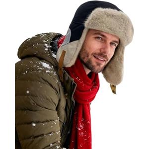 Clakllie Berretto da aviatore, unisex, in pelle scamosciata, antivento, caldo, in pelliccia sintetica, C-PL20-Schwarz, Taglia unica