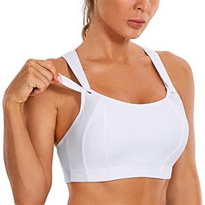 SYROKAN Reggiseno Sportivo Donna Sostegno Forte Senza Ferretto Imbottito per Alto Impatto Racerback Top Palestra Nero 4F