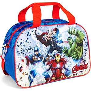 PERLETTI Borsone Palestra Bambino Marvel Avenger Blu Rosso - Borsa da Viaggio Bambini Supereroi Capiente Leggera - Borsa Sportiva Bimbo Palestra Piscina Danza Viaggi Tempo Libero - 28x41,5x21cm