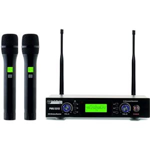 AUDIODESIGN PRO PMU 2212 Set centralina e 2 microfoni a gelato UHF, kit radiomicrofono palmare professionale, microfono wireless con body pack