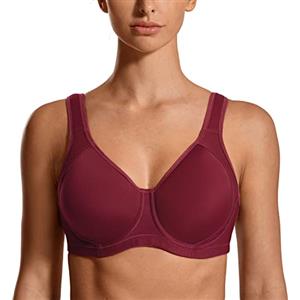 SYROKAN Reggiseno Sportivo Donna Sostegno Forte con Ferretto Senza Imbottitura Taglie Forti per Fitness Melanzane Viola 6G