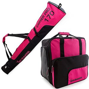 Brubaker Borsa Porta Scarponi 'Super Function 2.0' con Scomparto Casco et Sacca da Sci 'Carver PRO 2.0' Colore Neon Fucsia/Nero 170 cm