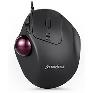 Perixx PERIMICE-517 Trackball Mouse Ergonomico con Cavo - 7 Tasti - 400/1000 DPI - Nero