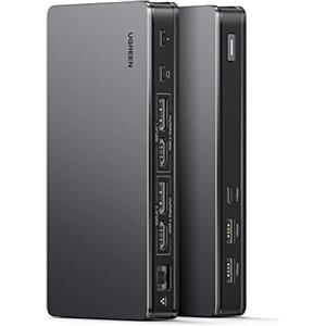 UGREEN Revodok Pro 209 Docking Station 9 In 1 Doppio Schermo 4K60Hz Displaylink Hub USB C 2 HDMI DisplayPort PD 100W Gigabit Ethernet Dock Type C 10Gbps Compatibile con MacBook Pro Air M3 M2