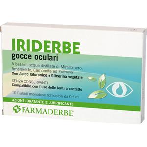 Farmaderbe Iriderbe Gocce Oculari Monodose 10 Flaconcini da 0,5ml - Soluzione Sterile Isotonica senza Conservanti