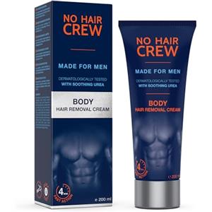 NO HAIR CREW Crema Depilatoria Corpo Di Prima Qualità - Per Uomo, Bianco, 200 Millilitro