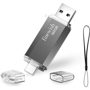 Geweo Chiavetta USB Tipo C 32 GB, 2 in 1 Type C Pennetta 32 giga USB C Pen Drive 32GB USB C Flash Drive 32GBper PC/New MacBook/Tablet/Smartphone Huawei, Samsung, Xiaomi,(Grigio)