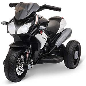 HOMCOM Moto Elettrica per Bambini 3-5 Anni Max. 25kg con Luci, Musica, Batteria 6V e Velocità 3km/h, 86cmx42cmx52cm Nera