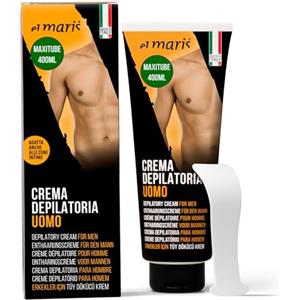 ELMARIS - Crema Depilatoria Uomo - Corpo e Zone Intime - MAXI TUBO 400 ml - Ultrarapida e Delicata - Per Pelli sensibili