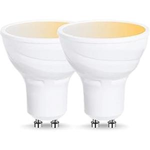 Smartronica Smart Lamp Spotlight, Lampadina a LED con attacco GU10, bianco (2000-6500K), potenza 5W, funziona con Alexa e Google Home, 2 pezzi