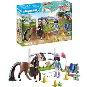 Playmobil Horses of Waterfall 71355 - Percorso a Ostacoli per Torneo, Allenamento per il Campionato, Giocattolo Sostenibile per Bambini dai 5 Anni