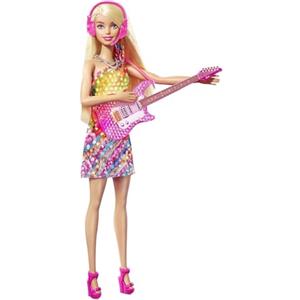 Barbie - Grande Città, Grandi Sogni, Bambola Malibu Bionda Alta 29,21 cm Canta con Microfono e Chitarra, Luci e Suoni e Tanti Accessori, Giocattolo per Bambini 3+Anni, GYJ23