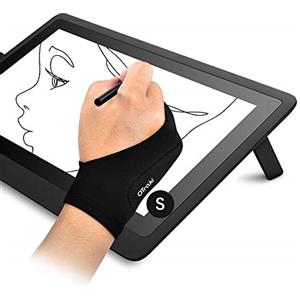 OTraki 2 PCS Guanti Disegno Tablet Palma Rejection Guanto Antivegetativa per Disegnatori Artistico Antifrizione Guanti 2 Dita per Tavoletta Grafica, Taglia S (7x18.5CM)