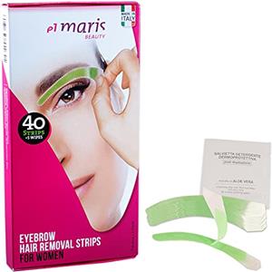 ELMARIS - Strisce Depilatorie Sopracciglia, Delicate e Sagomate Adatte a Tutti i Tipi di Pelle, Semplici da Utilizzare a Casa, Veloci - 40 Strisce