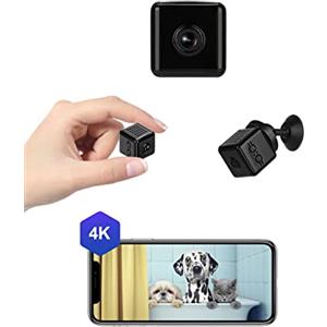 WIWACAM 4K HD Mini Telecamera Spia Nascosta Wifi Interno Micro Microcamera Senza Fili Videocamera Sorveglianza Per Auto Casa Bambini, Batteria, Visione Notturna, Allarme E-mail,Zona di Allarme,MW1