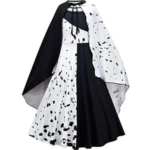 Lito Angels Vestito Costume Crudelia Demon con Mantello e Parrucca per Bambina, Taglia 4-13 anni, Bianco e Nero