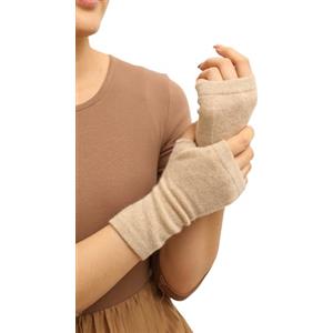 Prettystern Guanti In Cachemire Lana Senza Dita Scaldapolsi Polsini Scaldabraccia Scaldamani Donna Invernali Cashmere Beige
