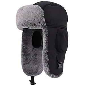 Gisdanchz Invernali Cappello Sci Ushanka Colbacco Uomo Russo Cappello con Paraorecchie Aviatore Cappelli Colbacco Invernale Impermeabile Russia Neve Berretto Cappelli Inverno Nero