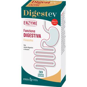 Erba Vita Digest EV Enzyme - Integratore Digestivo con Finocchio e Camomilla, 30 Compresse