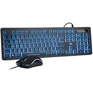 Rii RK105 - Set tastiere e mouse retroilluminati a LED, design elegante e minimalista