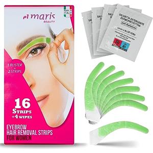 ELMARIS - Strisce Depilatorie Sopracciglia, Delicate e Sagomate Adatte a Tutti i Tipi di Pelle, Semplici da Utilizzare a Casa, Veloci - 16 Strisce