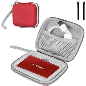 ProCase Custodia per Samsung Memorie T7 / T7 Touch SSD Esterno Portatile da 500GB 1TB 2TB Unità a Stato Solido Esterna Hard Disk, Borsa per Il Trasporto -Rosso