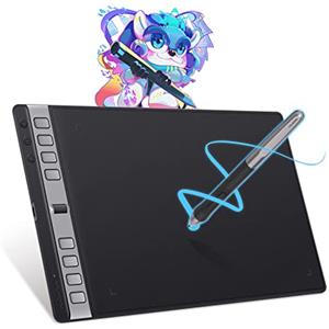 HUION Inspiroy 2 L Tavoletta Grafica con 3 Tasti Gruppo + Scroller e Penna PW110 Senza Batteria, 10,5 x 6,56 Pollici Tavoletta d'Arte Digitale per Mac, Windows, Chrome OS, Harmony OS, Linux & Android