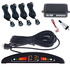 TEMPO DI SALDI kit Sensori Parcheggio Auto Universale con 4 Sensori Di Parcheggio Posteriori verniciabili, Display LED con Segnalatore Acustico, Centralina e Punta a Tazza inclusa