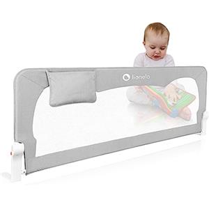 LIONELO Hanna Sponda letto universale barriera protettiva per letto alta 65 cm installazione facile 180 gradi di reclinazione sponda pieghevole con blocco standsafe, grigio