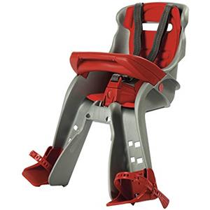 OKBABY Orion - Seggiolino Anteriore per Bambini, Sicurezza in Bicicletta dai 7/8 Mesi (15 kg) - Argento e Rosso