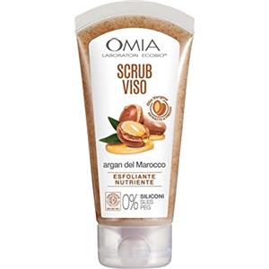 Omia, Scrub Viso Eco Bio Con Olio di Argan del Marocco, Trattamento Esfoliante e Nutriente, Per Pelli Normali e Miste, Senza Siliconi, Dermatologicamente Testato - Flacone da 75 ml