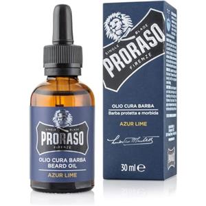 Proraso Olio Barba Azur Lime, 30ml, Olio da barba uomo con effetto ammorbidente e fragranza agrumata, Ideale per barba folta e lunga, Made in Italy