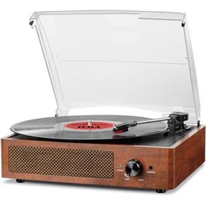 Mersoco Giradischi Bluetooth Portatile a Tre Velocità (33 1/3, 45 E 78 Giri), Vintage Vinile Giradischi con Altoparlanti Stereo Integrati, Supporta Uscita Jack Rca/3,5 Mm Arancione