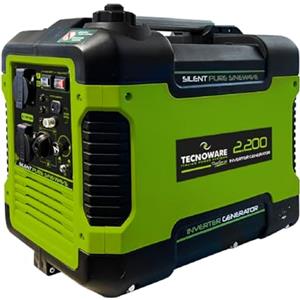 Tecnoware Power Systems - Generatore Inverter Silenziato | 2200VA Monofase | Basso Consumo Eco Speed Control | Portatile e Compatto per Campeggi, Verde
