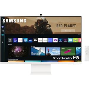 Samsung Monitor Samsung Smart Monitor M8, Flat 32'', 3840x2160 (UHD 4K), Piattaforma Smart TV (Amazon Video, Netflix), Airplay, Mirroring, Office 365, Wireless Dex, Casse Integrate, WiFi, USB TypeC, Bianco