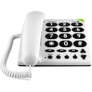 Doro PhoneEasy 311c Telefono Fisso Casa per Anziani - Cornetta - Rubrica - Tasti Grandi - 3 Tasti Chiamata Rapida - Suoneria Forte - Compatibile con Apparecchi Acustici (Bianco) [Versione Italiana]