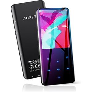 AGPTEK Lettore MP3 Bluetooth 5.0 Lettore Musicale 32GB con Schermo Curvo 2,4MP3 Running Sport con Altoparlante HiFi Audio Senza Perdita con Radio FM,Registratore Vocale,Supporta Fino a 128 GB (Nero)