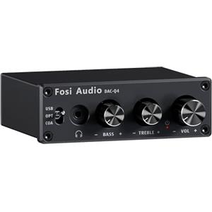 Fosi Audio Q4 DAC Amplificatore per Cuffie, Mini DAC USB C Hi-Res 32bit/768kHz, con Uscita 3,5MM Cuffie/RCA, Ingresso Ottico/Coassiale/USB Type C, Amplificatore Cuffie per PC/Home Theatre
