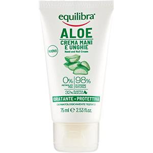 equilibra Corpo, Aloe Crema Mani e Unghie, Crema Mani a Base di Aloe Vera, Svolge un'Azione Idratante, Lenitiva, Protettiva e Riequilibrante sulla Pelle, Rapido Assorbimento, 75 ml