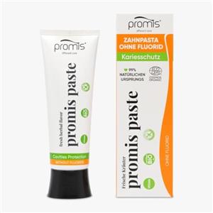 Promis Paste - Dentifricio Senza Fluoro Naturale Anti-Carie per Denti Sensibili, Xylitol, Biologico, Certificato Ecocert Cosmos Organic, Vegano, RDA 46