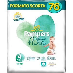 Pampers Protezione Pura (Naturello), 76 Pannolini Contenenti Cotone e Materiali Naturali Derivanti dalle Piante, 0% Profumo, Taglia 4 (7-18 kg)