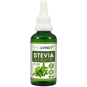 NKD Living Gocce di Stevia Liquida Pure 50ml - Stevia Pura, Senza Sapori Aggiunti - con contagocce in vetro