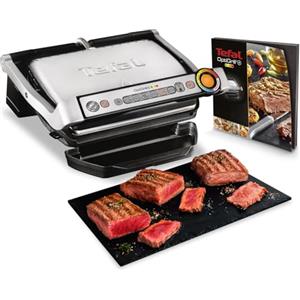 Tefal GC712D12 Fry top da cucina, 7 modalità di cottura, Indicatore di avanzamento, Sensore di spessore, Teglie estraibili ed estraibili, 2000 W, Alluminio, Nero, Area grill standard (33 x 20 cm)