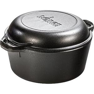 Lodge L8DD3 Forno olandese (dutch oven), doppio, con manici, da 4,73litri, Nero, 5 Quart
