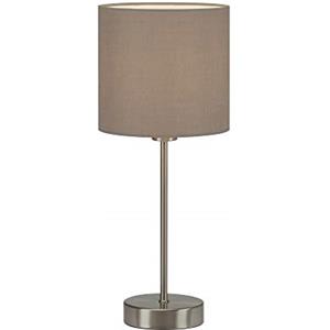 BRILONER - Lampada da tavolo, lampada da comodino in tessuto, Abat jour, lampada, camera da letto, 1x E14, con interruttore a cavo, paralume in tessuto, color sabbia, 25W, 160x385mm (DxA)