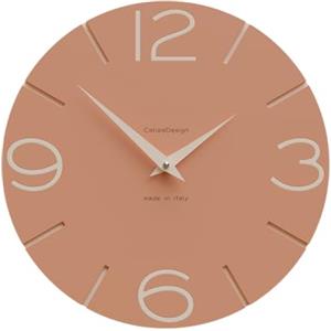 CalleaDesign Orologio da Parete Smile - Handmade in Italy, Design Silenzioso Moderno, 30 cm, Elegante da Arredo - Colore Terracotta e Pesca chiaro