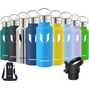 Super Sparrow Doppia Parete in Acciaio Inox Coibentato Bottiglia di Acqua - 500ml - Isolante Della Borraccia - Perfetto Borraccia Termica - Privo di BPA, BPS, Ftalati