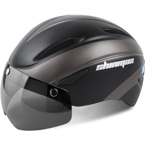 Shinmax Casco Bici Uomo Donna Casco Bicicletta con Occhiali Magnetici Rimovibili Visiera e Zaino Casco MTB Protettivo Strada Protezione di Sicurezza Casco Ciclismo Adulti Regolabile Caschi Bici NR-001