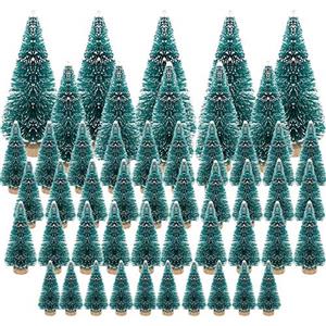 jenich 50 Pezzi Alberi di Natale in Miniatura con Neve Natalizie Ornamenti di Sisal Artificiali Decorazione Tavolo Casa