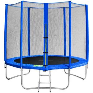 SixBros. SixJump trampolino elastico da giardino 2,45 m - trampolino per il giardino, trampolino all'aperto, set completo incluso scaletta, rete di sicurezza & copertura, blu, TB245/1609